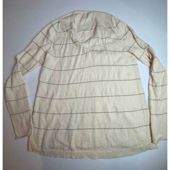 Lafayette 148 New York Striped V-Neck Knit Sweater Size L stain spots - Picture 8 of 9